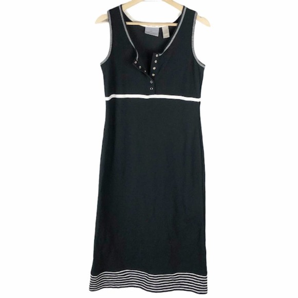 Liz Claiborne Dresses & Skirts - First Issue Sport | Vintage Black Snap Neckline Midi Dress